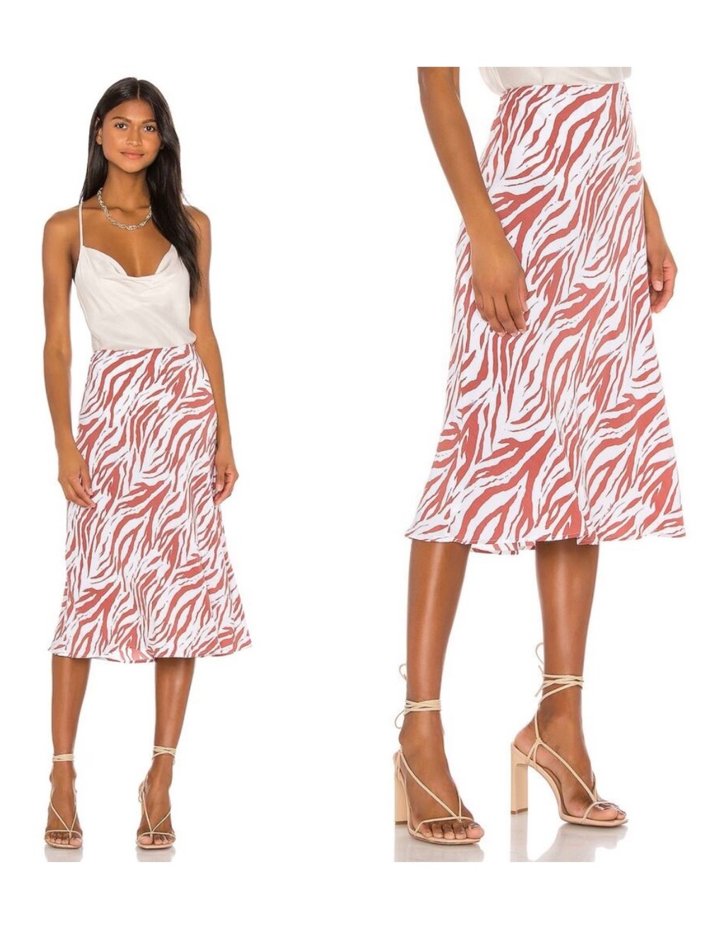 🤍Rails Anya Midi Skirt Rust Zebra Size Medium Rayon Viscose